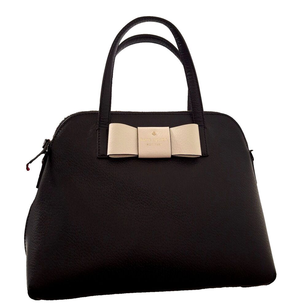 Kate Spade New York Matthews Street Maise Back/Cement Leather Satchel W/Bow EUC
